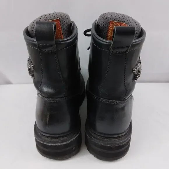 HARLEY-DAVIDSON Lace Up Chukka Boots Black Metal Emblem Grunge Rock Women's 7.5 - Picture 14 of 16